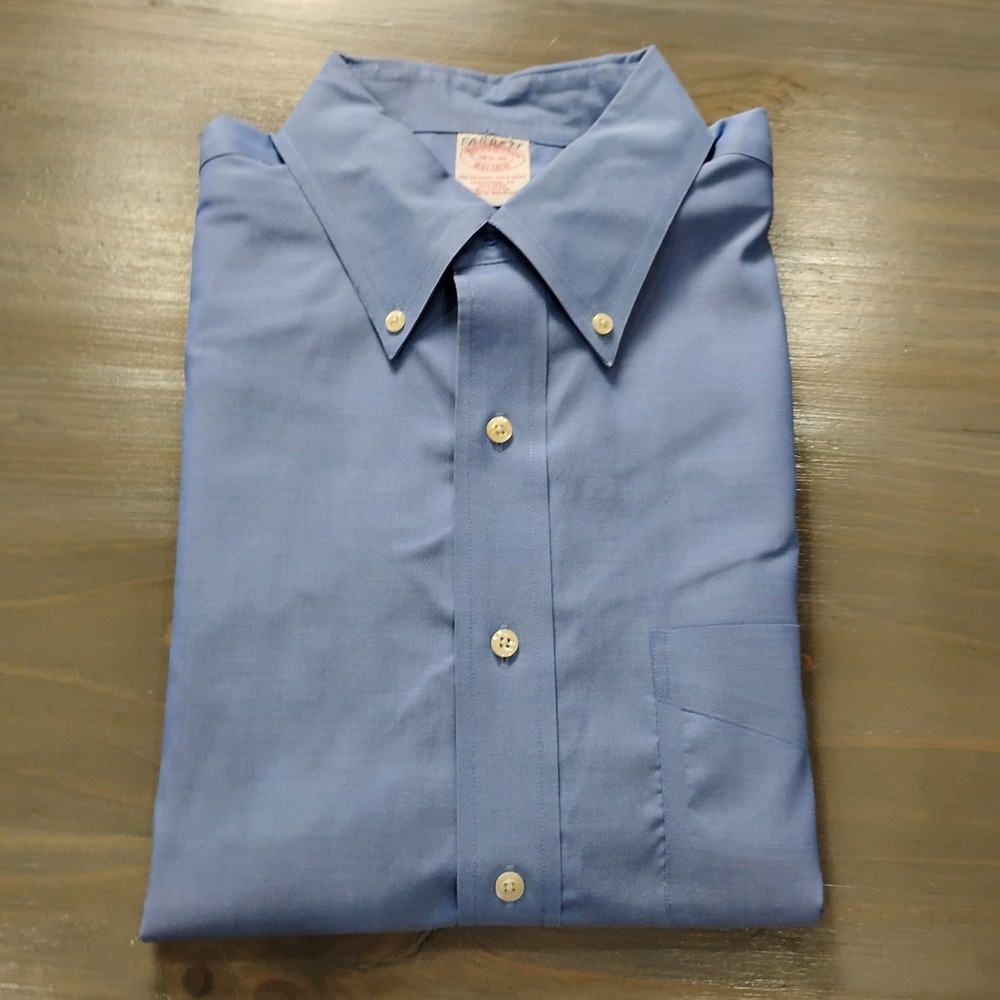 Brooks Brothers Dress Shirt Men's 16.5/36  Blue All Cotton Non Iron Long Sleeve